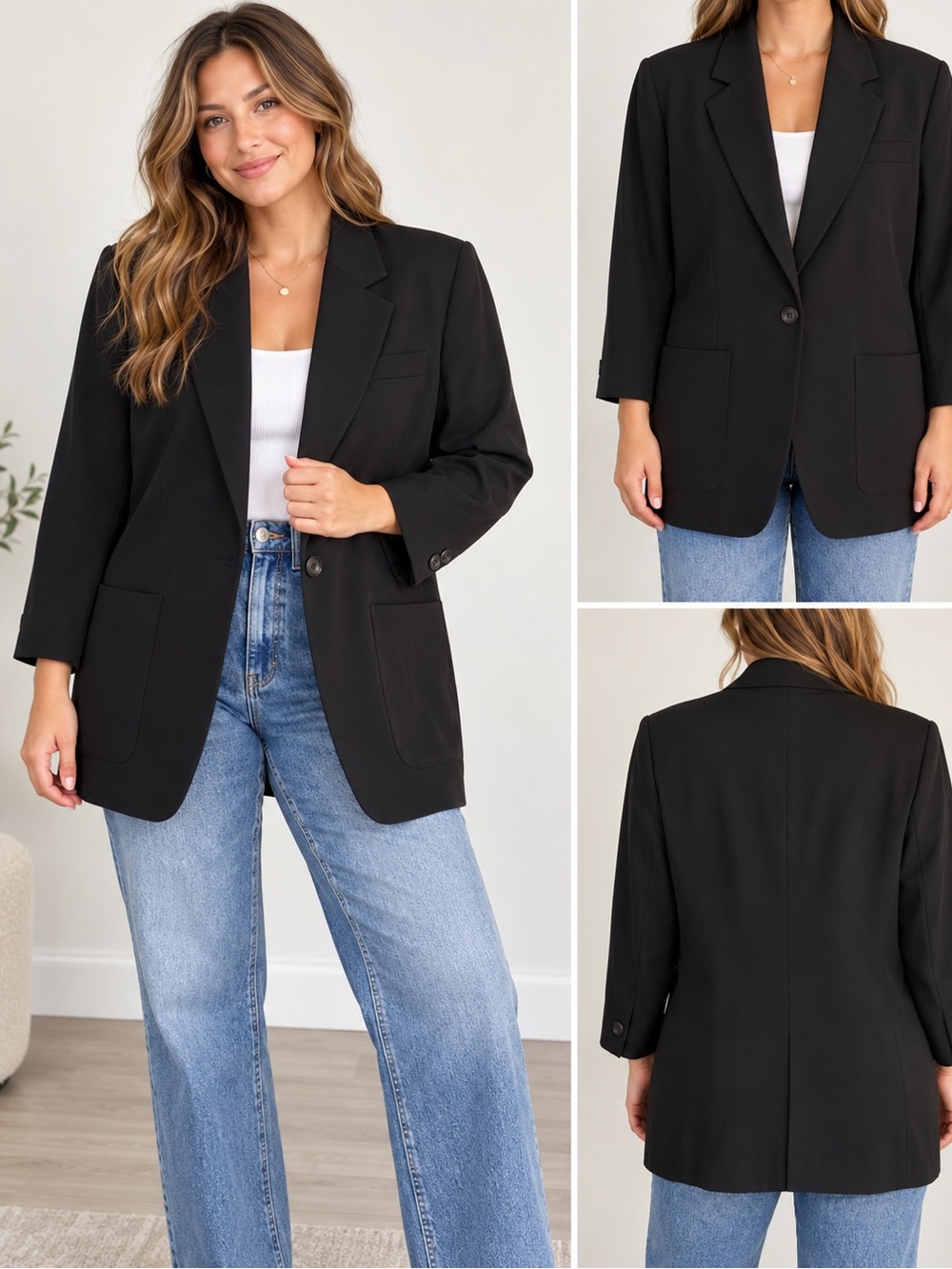 Vintage 90s Louben Longline Blazer Size 4 Minimalist Office Career Business